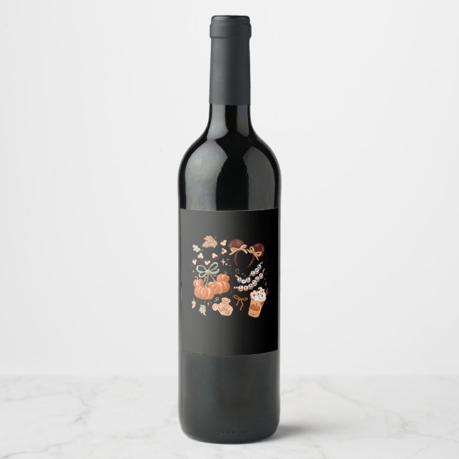 Tis The Season Pumpkin Season, Fall Harvest Autumn Wine Label (Front)