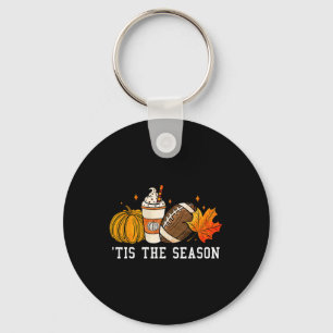Tis The Season Pumpkin Spice American Football Aut Keychain