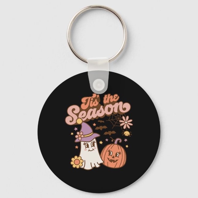 Tis The Season Pumpkin Spice Fall Autumn Halloween Keychain (Front)
