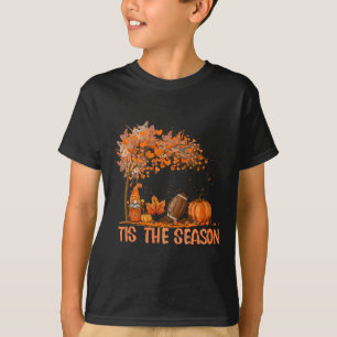 Tis The Season Pumpkin Spice Football Fall Leaves T-Shirt