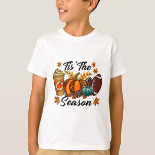 Tis The Season Pumpkin Spice Footbyll Fall Leaves T-Shirt