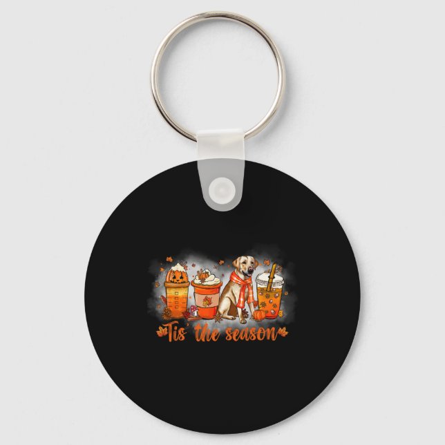 Tis The Season Pumpkin Spice Latte Golden Hallowee Keychain (Front)