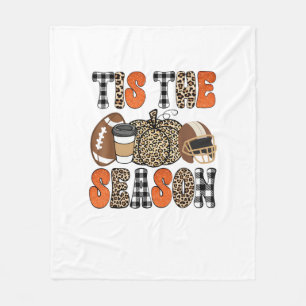 Tis The Season Pumpkin Thanksgiving Football Funny Fleece Blanket