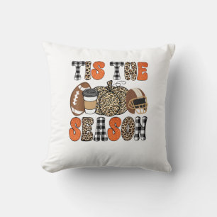 Tis The Season Pumpkin Thanksgiving Football Funny Throw Pillow