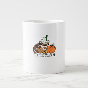 Tis The Season Pumpkin Thanksgiving Football Minim Large Coffee Mug