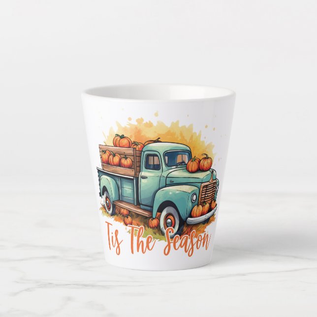 'Tis The Season Pumpkin Truck Latte Mug (Front)