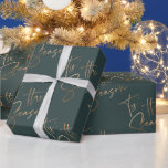 Tis the Season Quote Green Minimalist Christmas Wrapping Paper<br><div class="desc">This simple, chic, and modern Christmas or Holiday wrapping paper is a beautiful infusion of minimalist and elegant design aspects. It features a faux printed gold typography quote pattern saying, "Tis' the Season, " on top of a pine green background. The soft elegance of this design is the main defining...</div>