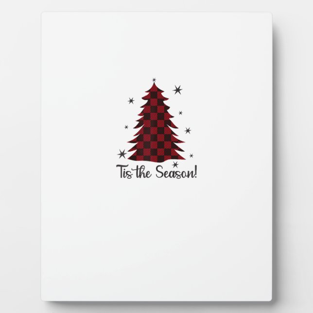 Tis The Season Red Plaid Christmas Tree Plaque (Front)