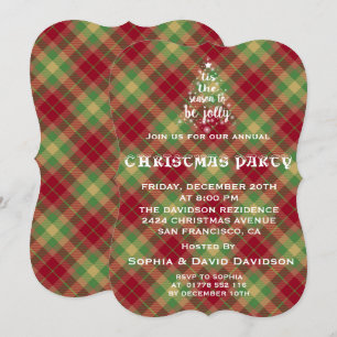 'Tis the Season Red Plaid Noël Invitation