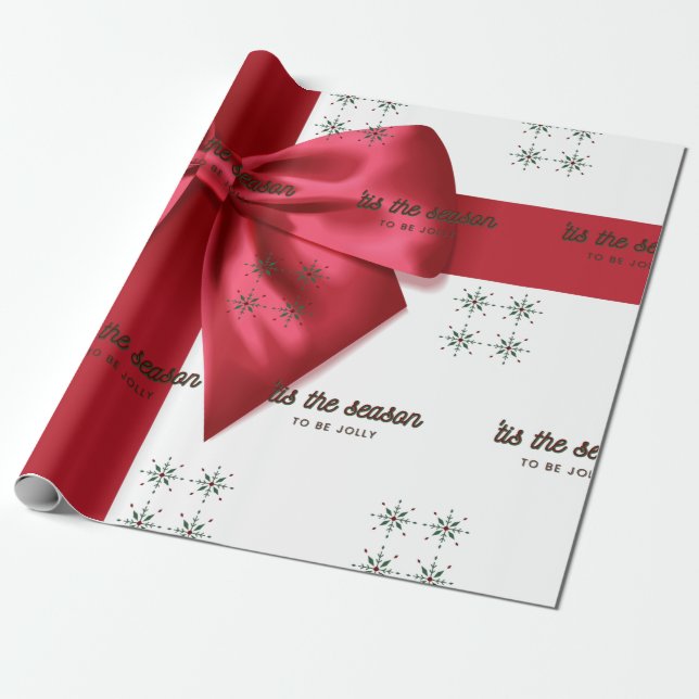 Tis The Season Red Wrapping Paper (Unrolled)