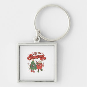 Tis The Season Retro Christmas 70s 80s Vintage Gro Keychain