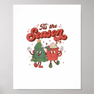 Tis The Season Retro Christmas 70s 80s Vintage Gro Poster