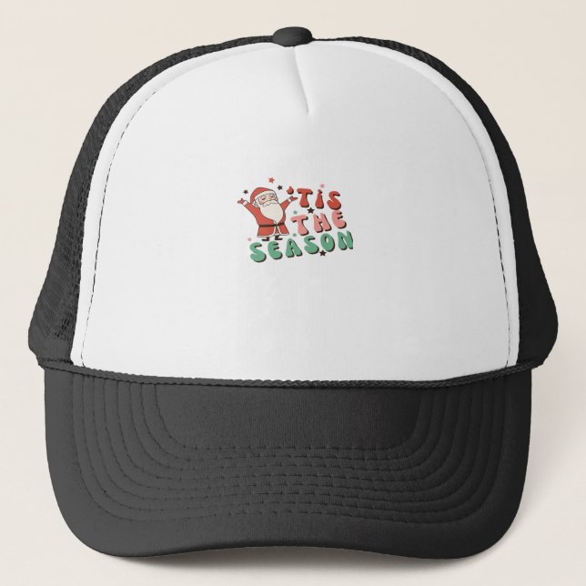 Tis The Season Retro Christmas Santa Trucker Hat (Front)