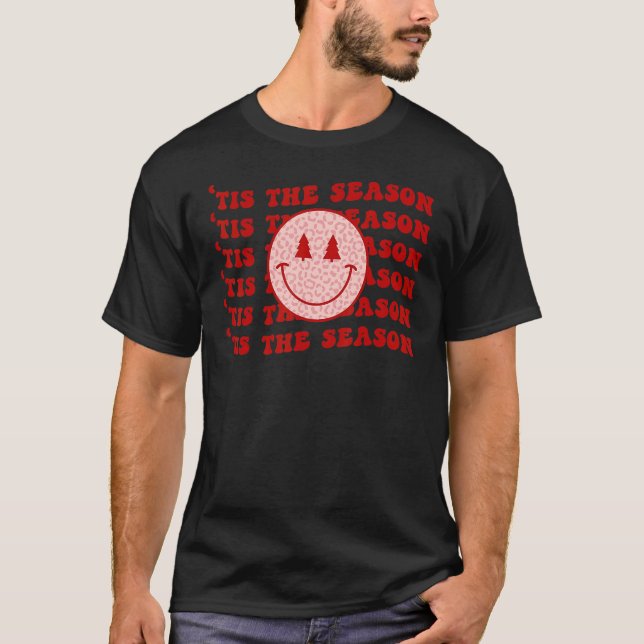 Tis The Season Retro Christmas Women Tree Leopard  T-Shirt (Front)
