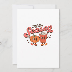 Tis The Season Retro Halloween Fall Party Vintage  Holiday Card