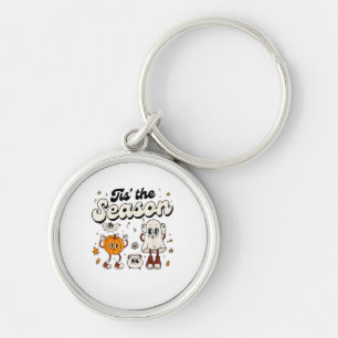 Tis The Season Retro Halloween Party Funny Boo Pum Keychain