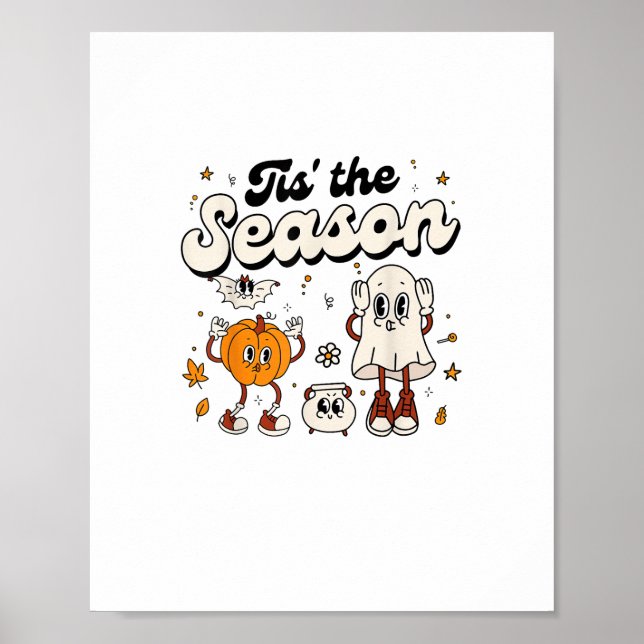 Tis The Season Retro Halloween Party Funny Boo Pum Poster (Front)