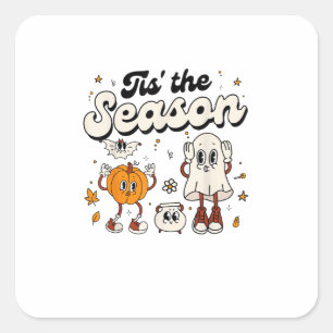 Tis The Season Retro Halloween Party Funny Boo Pum Square Sticker