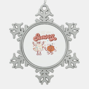 Tis The Season Retro Halloween Party Funny Graphic Snowflake Pewter Christmas Ornament