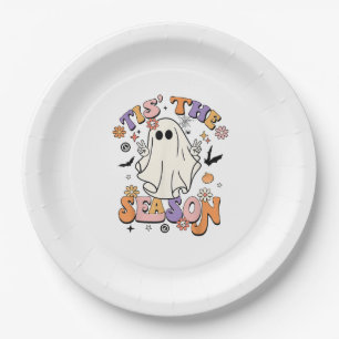 Tis The Season Retro Halloween Party Funny Minimal Paper Plate