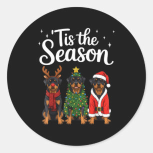 Tis The Season Rottweiler Christmas Santa Rottie D Classic Round Sticker
