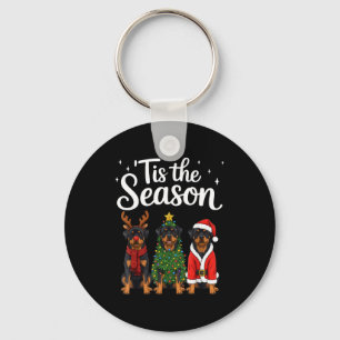 Tis The Season Rottweiler Christmas Santa Rottie D Keychain