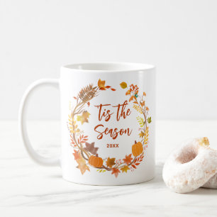 Tis The Season Rustic Fall/Autumn Wreath Coffee Mug