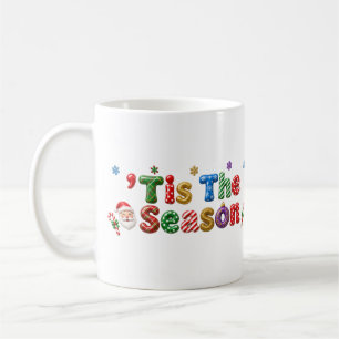 Tis the Season Santa Bauble Gold Tinsel Coffee Mug