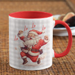 'Tis The Season Santa Christmas Personalized Name Mug<br><div class="desc">'Tis The Season Santa Christmas Personalized Name Holiday Coffee Mug features the text "'Tis the season to be jolly" in modern red calligraphy with your personalized name on a plaid background with a jolly Santa. Perfect for Christmas gifts, Christmas parties and holiday celebrations, birthdays and more. Created by Evco Studio...</div>