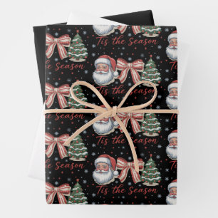 Tis The Season Santa Coquette Christmas Tree Wrapping Paper Sheet