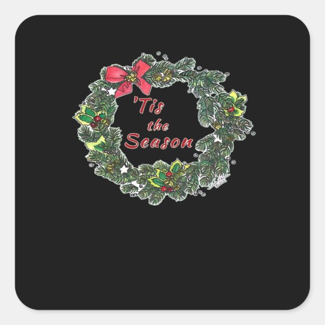 Tis The Season Shadowed Square Sticker (Front)