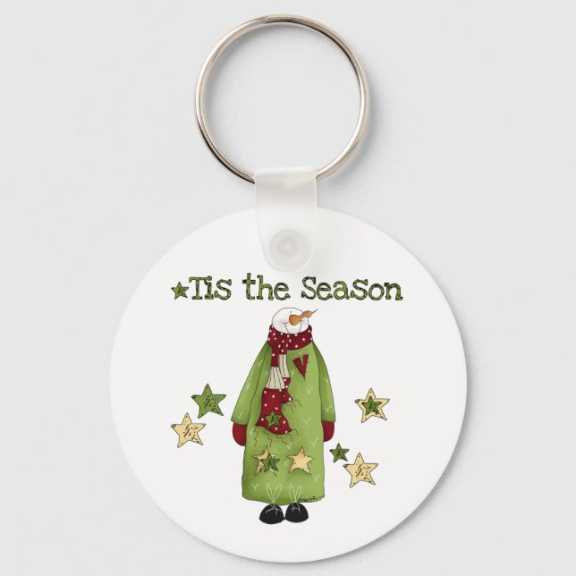 Tis the Season Snowman T-shirts and Gifts Keychain (Front)