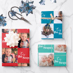 Tis the Season Square Photos Set of 3 Wrapping Paper Sheet<br><div class="desc">Tis the Season Square Photo christmas wrapping paper - 3 designs in the set and you can customize each sheet with either the same or different photos. Personalize with pictures of who the gift is for or, who the gift is from; whichever you prefer. Each sheet is lettered with Tis...</div>