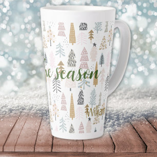 'tis the season   Subtle Name, Winter Trees 17oz  Latte Mug