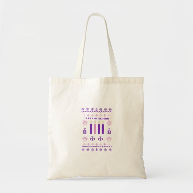 Tis The Season Sweater Christmas Xmas Catholic Tote Bag (Front)