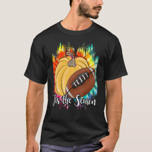 Tis The Season Thanksgiving Football Pumpkin  Tie  T-Shirt