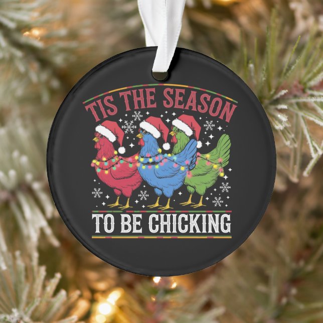 Tis The Season To Be Chicking Xmas Chicken Western Ornament (Tree)