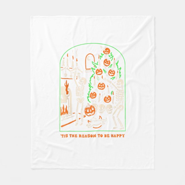 Tis The Season To Be Creepy Halloween Fleece Blanket (Front)