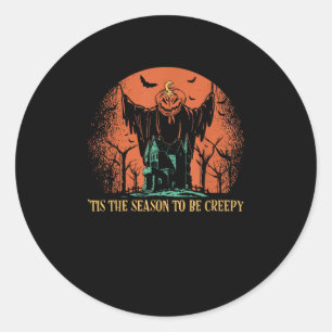 Tis The Season To Be Creepy Pumpkin Classic Round Sticker