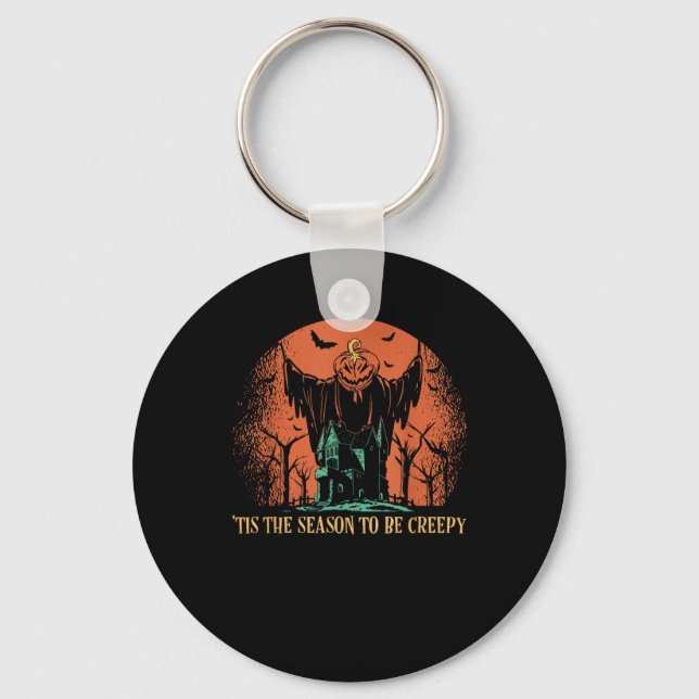 Tis The Season To Be Creepy Pumpkin Keychain (Front)