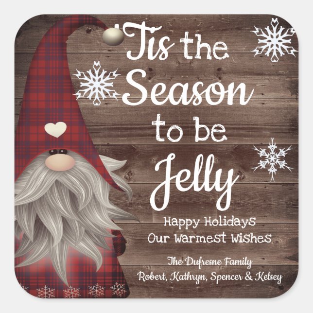 Tis The Season To Be Jelly Personalized Jar Label (Front)