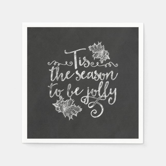 Tis the Season to be Jolly Chalkboard Holiday Napkin (Front)