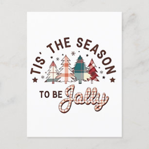 Tis the Season to Be Jolly Christmas Santa Xmas  Announcement Postcard