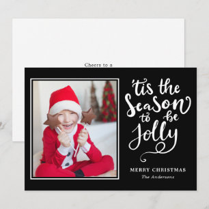 Tis The Season To Be Jolly Editable Color Photo Holiday Card