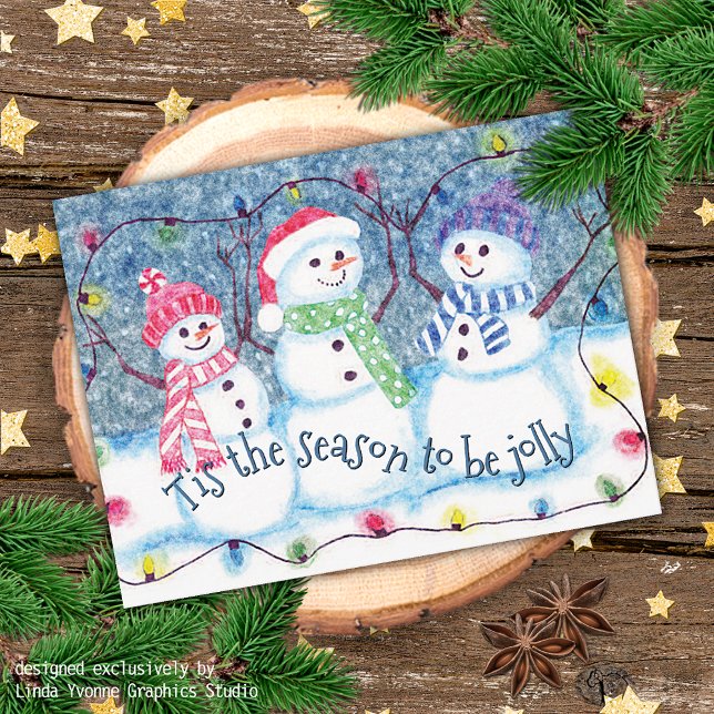 Tis The Season To Be Jolly Funny Snowmen Postcard (Creator Uploaded)
