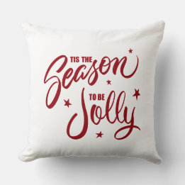 Tis The Season To Be Jolly Hand lettered Throw Pillow