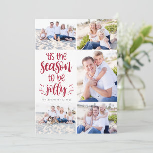 'tis the Season to Be Jolly Photo Collage Holiday Card