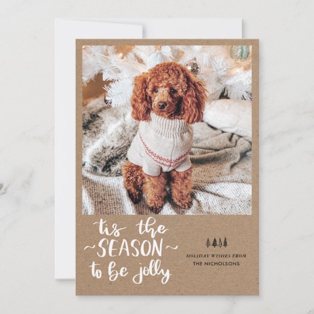 Tis The Season To Be Jolly Script Holiday Photo (Front)