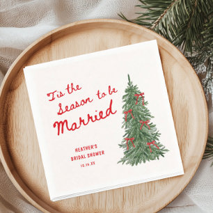 Tis the Season to be Married Holiday Bridal Shower Napkin