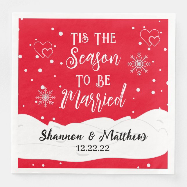 Tis the Season to be Married Personalized Napkins (Front)